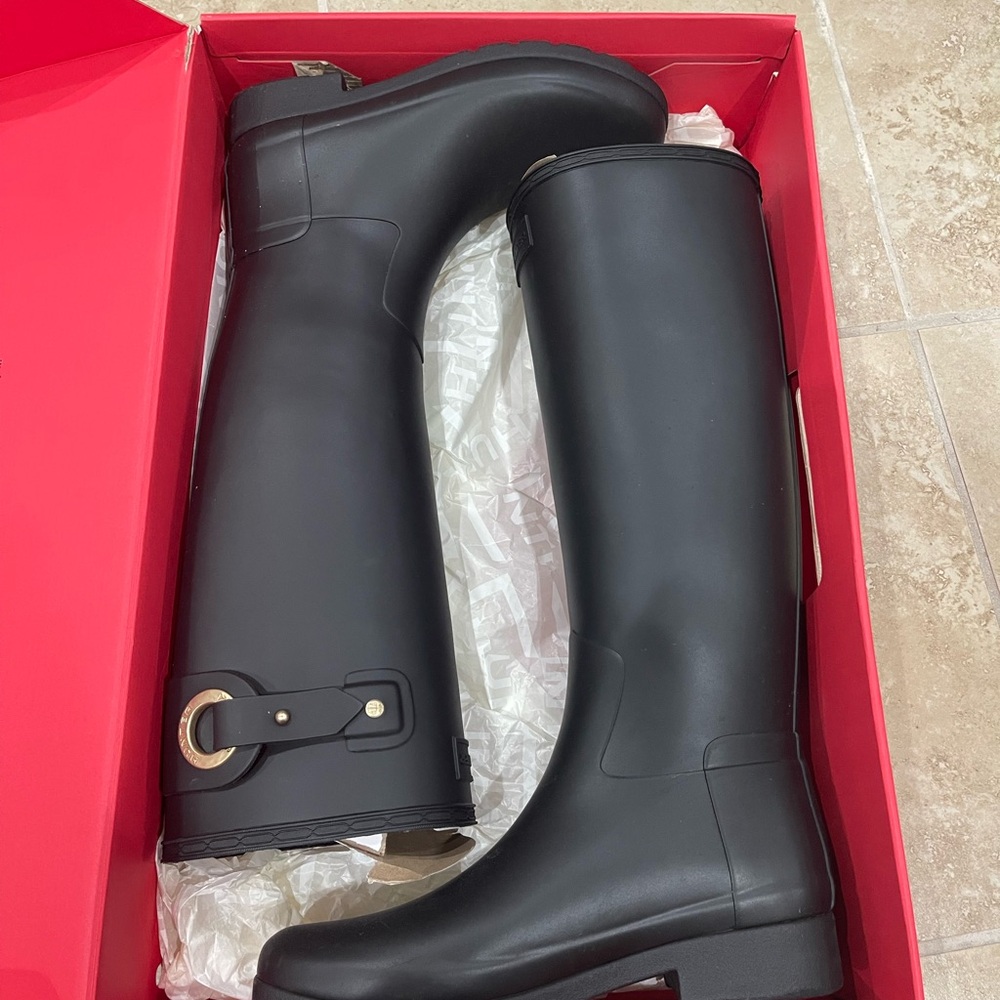 Hunter Refined Black Women's Tall Rain Boots